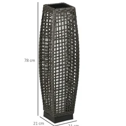 Lampadaire LED solaire de jardin style colonial dim. 21L x 21l x 78H cm résine tressée filaire grise