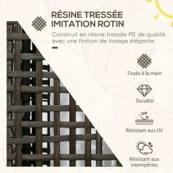 Lampadaire LED solaire de jardin style colonial dim. 21L x 21l x 78H cm résine tressée filaire grise