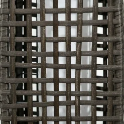 Lampadaire LED solaire de jardin style colonial dim. 21L x 21l x 78H cm résine tressée filaire grise