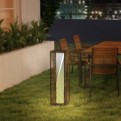 Lampadaire LED solaire extérieur en résine filaire H. 77 cm gris