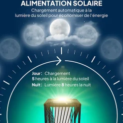 Lampadaire LED solaire extérieur en résine filaire H. 77 cm gris