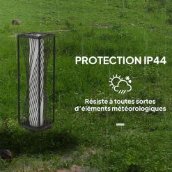 Lampadaire LED solaire extérieur en résine filaire H. 77 cm gris