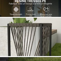 Lampadaire LED solaire extérieur en résine filaire H. 77 cm gris