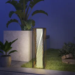 Lampadaire LED solaire extérieur en résine filaire H. 77 cm gris