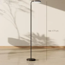 Lampadaire LED sur pied - tête rotative 350 degrés - réglable télécommande métal noir