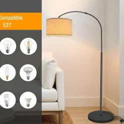 Lampadaire LED sur Pied Réglable Moderne 3 Températures de Couleur, Ampoule LED12W E27, 165cm Classe énergétique B