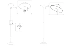 Lampadaire LED Zafferano Pina XXL doré, rechargeable, 6W IP65, variateur, tête magnétique, pour intérieur/extérieur