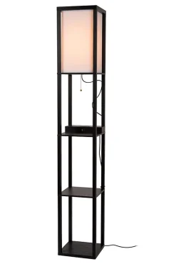 Lampadaire MENNO en mdf avec 1xE27 - Noir - Lucide