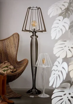 Lampadaire Minerva d38x166 cm en fer de style réticulé avec interrupteur au pied Connexion E27 Fabriqué en Italie Noir