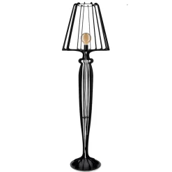 Lampadaire Minerva d38x166 cm en fer de style réticulé avec interrupteur au pied Connexion E27 Fabriqué en Italie Noir