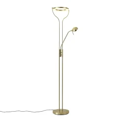 Lampadaire moderne doré avec bras de lecture avec LED et variateur - Divo