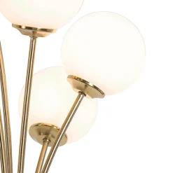 Lampadaire moderne doré avec verre opale 5 lumières - Athènes