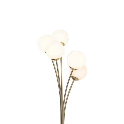 Lampadaire moderne doré avec verre opale 5 lumières - Athènes