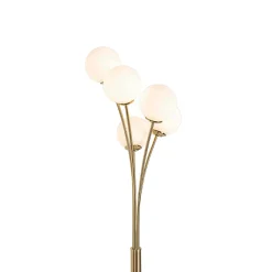 Lampadaire moderne doré avec verre opale 5 lumières - Athènes