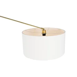 Lampadaire moderne doré avec abat-jour blanc 50 cm réglable - Editor