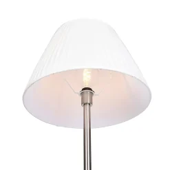 Lampadaire moderne en acier avec abat-jour plissé blanc 45 cm - Simplo