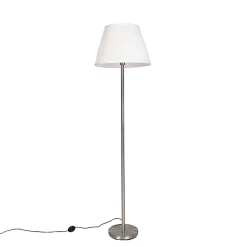 Lampadaire moderne en acier avec abat-jour plissé blanc 45 cm - Simplo