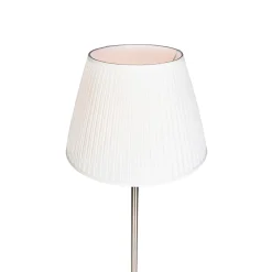 Lampadaire moderne en acier avec abat-jour plissé blanc 45 cm - Simplo