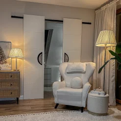 Lampadaire moderne en acier avec abat-jour plissé blanc 45 cm - Simplo