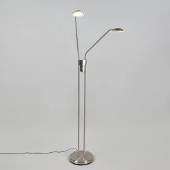 Lampadaire moderne en acier avec liseuse avec LED - Eva