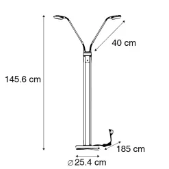 Lampadaire moderne en acier avec liseuse avec LED - Eva