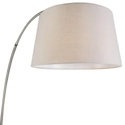 Lampadaire moderne en acier avec abat-jour en tissu blanc - Arc Basic