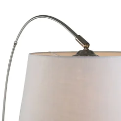 Lampadaire moderne en acier avec abat-jour en tissu blanc - Arc Basic