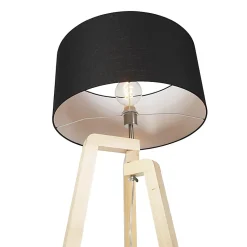 Lampadaire moderne en bois avec abat-jour noir 45 cm - Puros