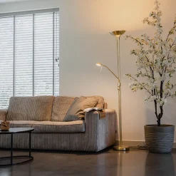 Lampadaire moderne en laiton avec liseuse avec LED Dim to Warm - Diva