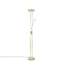 Lampadaire moderne en laiton avec liseuse avec LED Dim to Warm - Diva