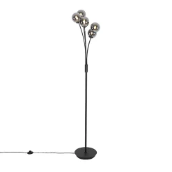 Lampadaire moderne noir 5 lumières avec verre fumé - Athènes