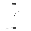 Lampadaire moderne noir avec LED et variateur d'intensité et liseuse - Jazzy