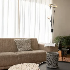 Lampadaire moderne noir avec LED et bras de lecture - Divine