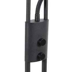 Lampadaire moderne noir avec LED et bras de lecture - Divine