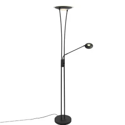Lampadaire moderne noir avec bras de lecture LED inclus - Ibiza