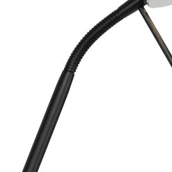 Lampadaire moderne noir avec liseuse avec LED à intensité variable et lumière chaude - Diva