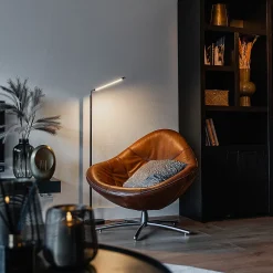 Lampadaire moderne noir avec LED et variateur tactile - Berdien