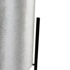 Lampadaire moderne noir avec abat-jour en velours gris - Rich