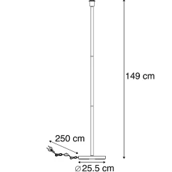 Lampadaire moderne noir sans abat-jour 149 cm - Simplo