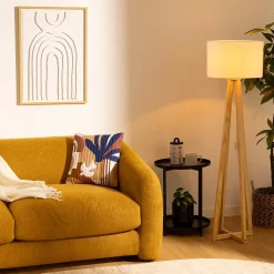 Lampadaire Molu - bois et blanc H140 cm - Atmosphera