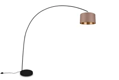 Lampadaire métal abat jour tissu en arc Mansur