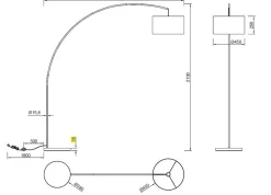 Lampadaire métal abat jour tissu en arc Mansur