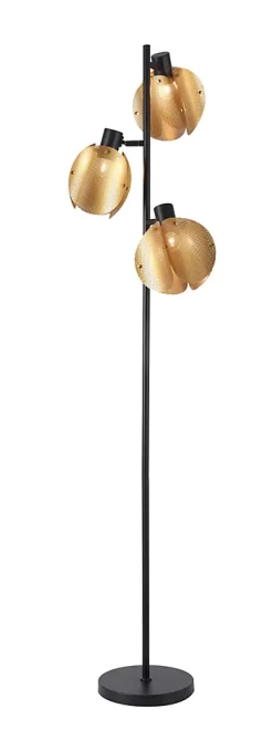 Lampadaire métal doré H.166cm E27 60W, Jumell Jafi