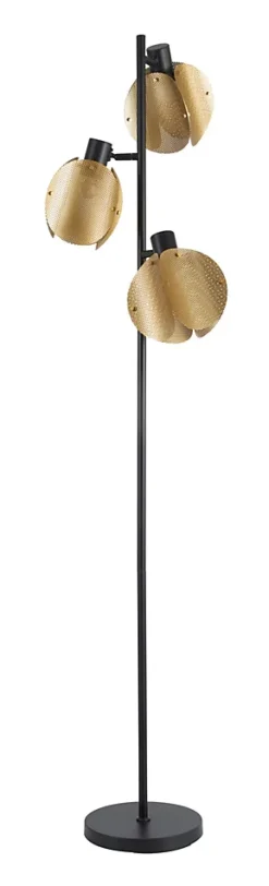 Lampadaire métal doré H.166cm E27 60W, Jumell Jafi