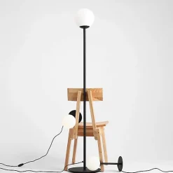 Lampadaire métal et verre Pinne Noir H 162 cm- Aldex