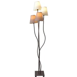 Lampadaire métal noir abat-jour tissu 4 points lumineux - Näve - Boho