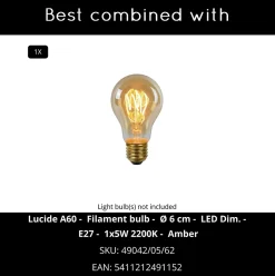 Lampadaire NERIDA en pvc avec 1xE27 - Naturel - Lucide