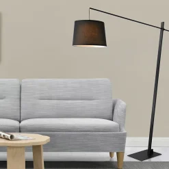 Lampadaire Nesna E27 185 cm noir blanc lux.pro