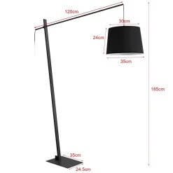 Lampadaire Nesna E27 185 cm noir blanc lux.pro