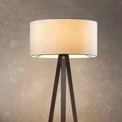 Lampadaire Newport hauteur 140 cm E27 effet bois crème lux.pro